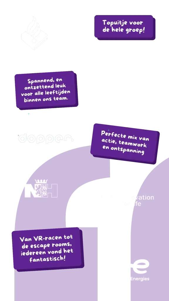 foto van bedrijven die bij ons geweest zijn, zoals KLM, Schiphol en Dopper